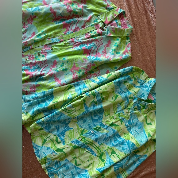 Lilly Pulitzer Multicolor Women Gold Button Down Long Sleeved Shirt 8. Set Of 2 - Picture 1 of 15